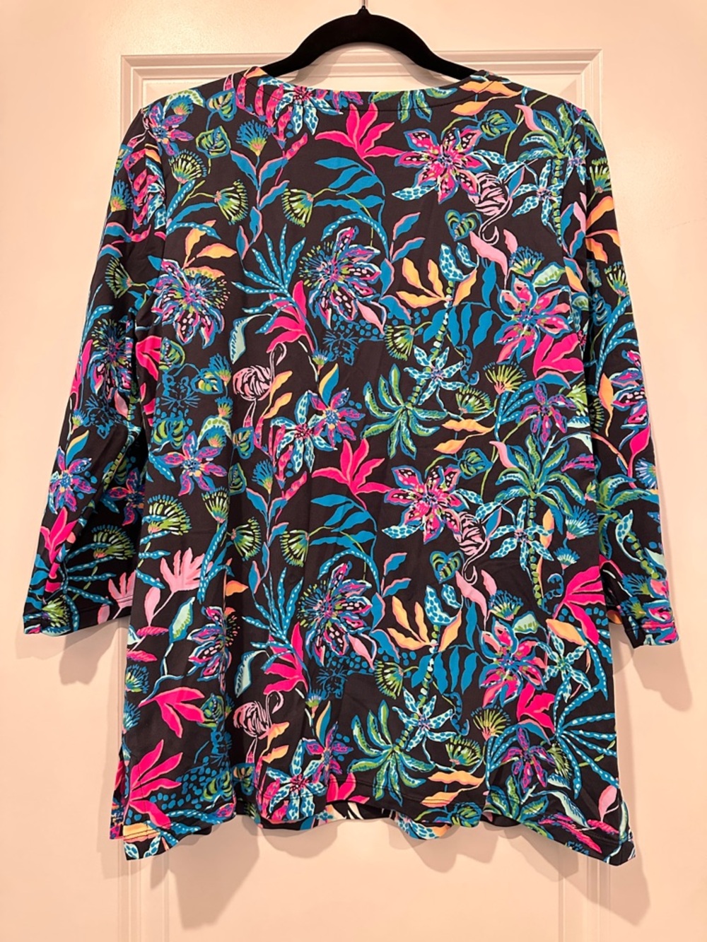 Lilly Pulitzer Black Tunic with Neon Floral Print - Picture 2 of 4